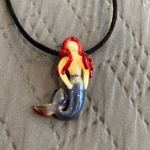 Mermaid Pendant Necklace with Red and Blue Accents for Ariel Lovers!